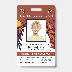 Child Baby Photo Name ID Identification Fun Card Badge