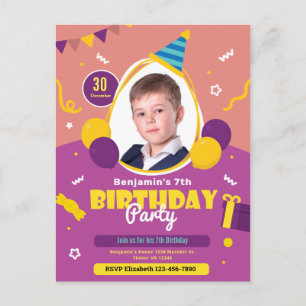 Child Balloons Birthday Party Invitation Card
