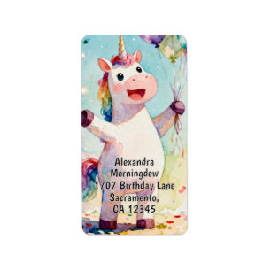 Child Birthday Animals - Cute Unicorn 1 Label
