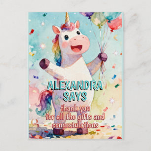 Child Birthday Animals - Cute Unicorn 1 Postcard
