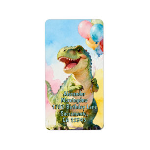Child Birthday Animals - T-Rex Dinosauer 1 Label