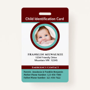 Child Boy Girl Photo ID Identification Card ID Badge