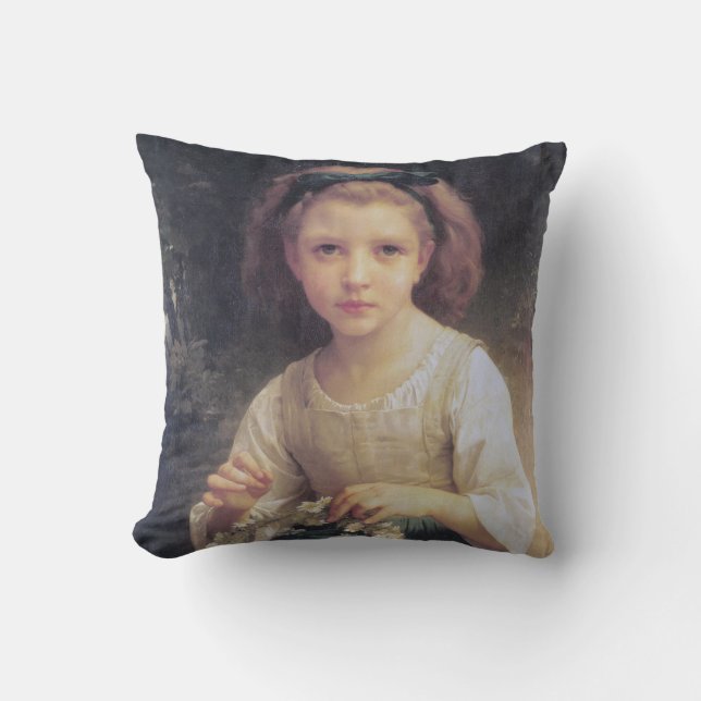 Child Braiding a Crown, Bouguereau Cushion (Front)