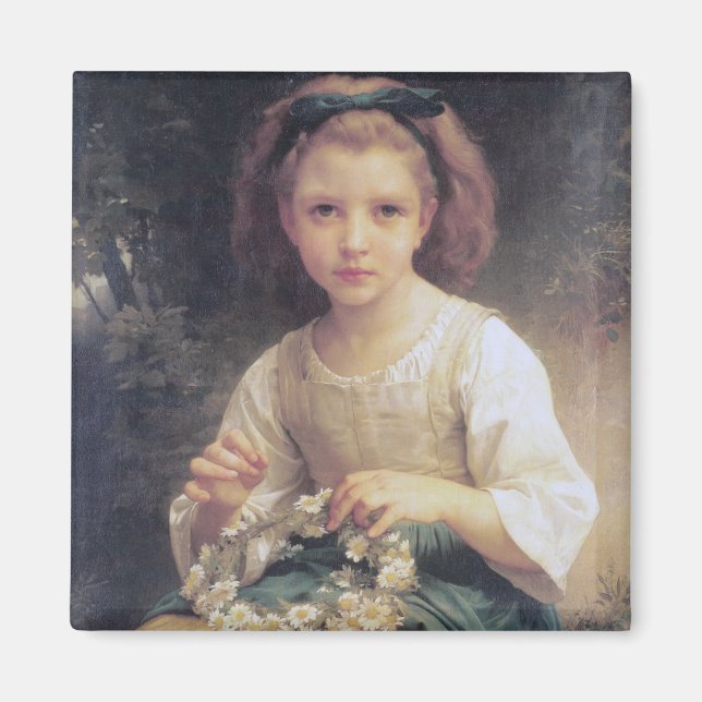 Child Braiding a Crown, Bouguereau Magnet (Front)