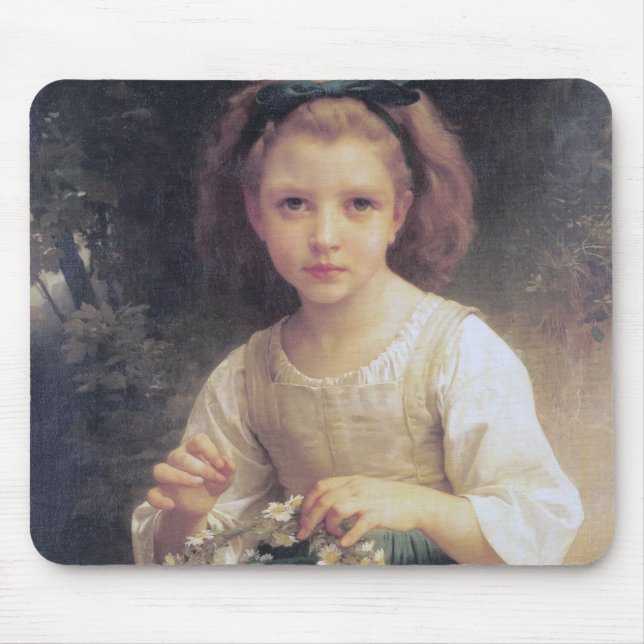Child Braiding a Crown, Bouguereau Mouse Mat (Front)