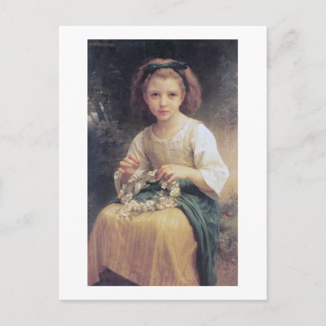 Child Braiding a Crown, Bouguereau Postcard (Front)
