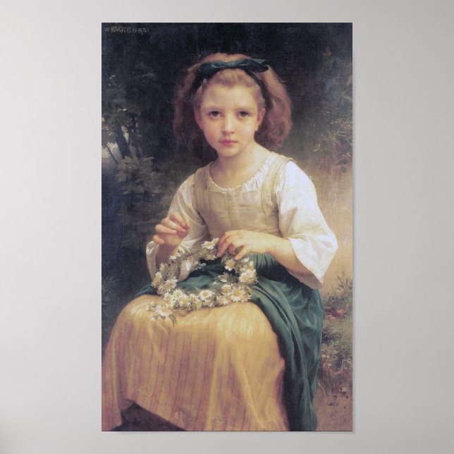 Child Braiding a Crown, Bouguereau Poster (Front)