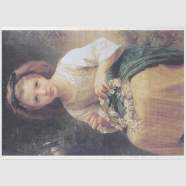 Child Braiding a Crown, Bouguereau Tissue Paper (Front)