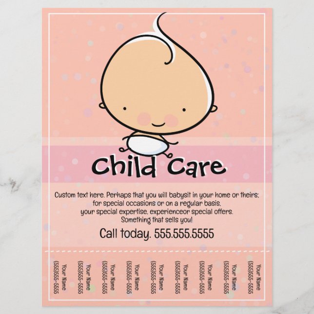 Child Care. Babysitting.tearsheet flyer (Front)