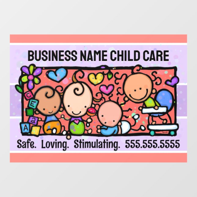 Child Care Day Care Baby Shower Promotional Window Cling (Sheet)