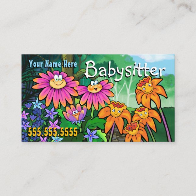 Child Care Day Care Babysitting Magic Garden Business Card (Front)