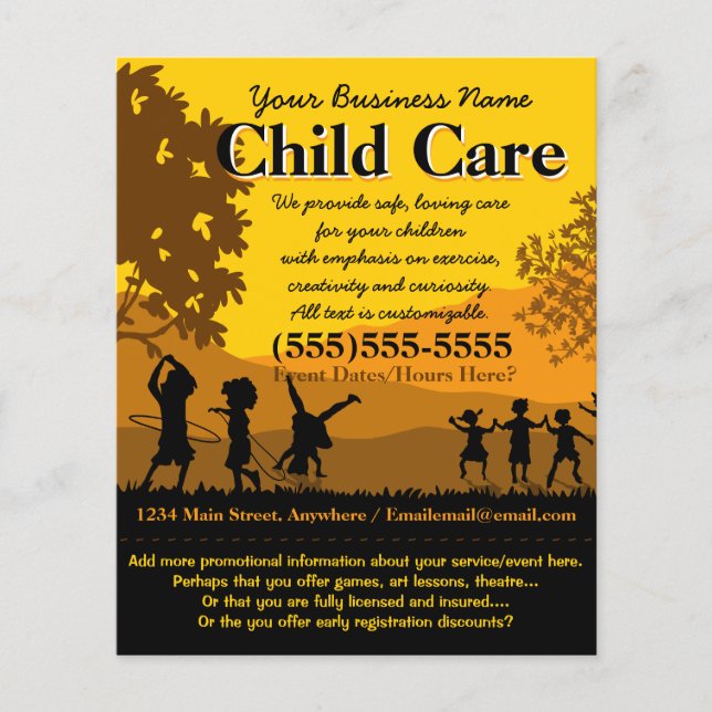 Child Care Day Care Babysitting Summer Camp 4x5 Flyer (Front)