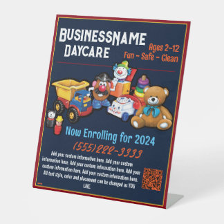 Child Care Daycare Children Play Toys Customisable Pedestal Sign