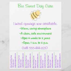 Child care flyer / day care flyer w/ tear-off info