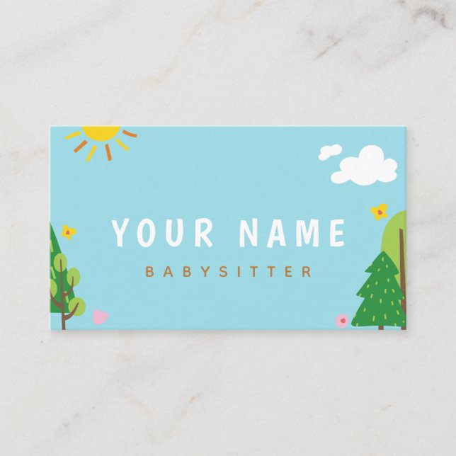 Child Care Nanny Babysitter Child Care Sunny Day  Business Card (Front)