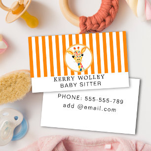 Child Care Nanny Babysitter Colorful giraffe Cool Business Card