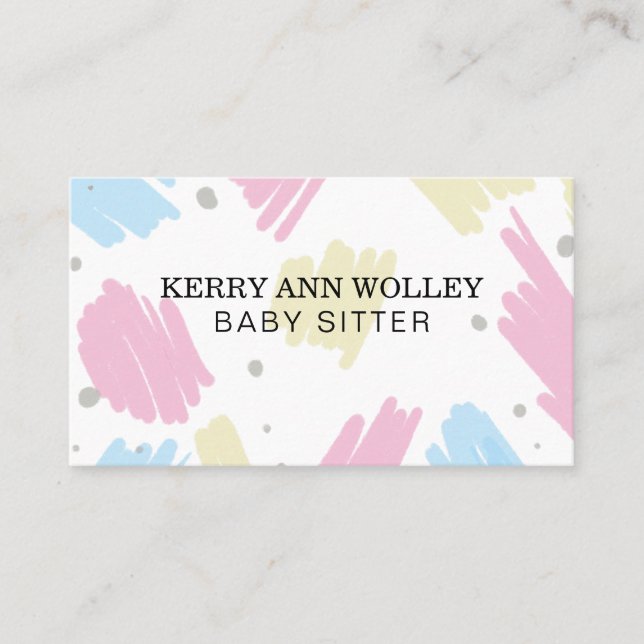Child Care Nanny Babysitter Colourful Funky Cool Business Card (Front)
