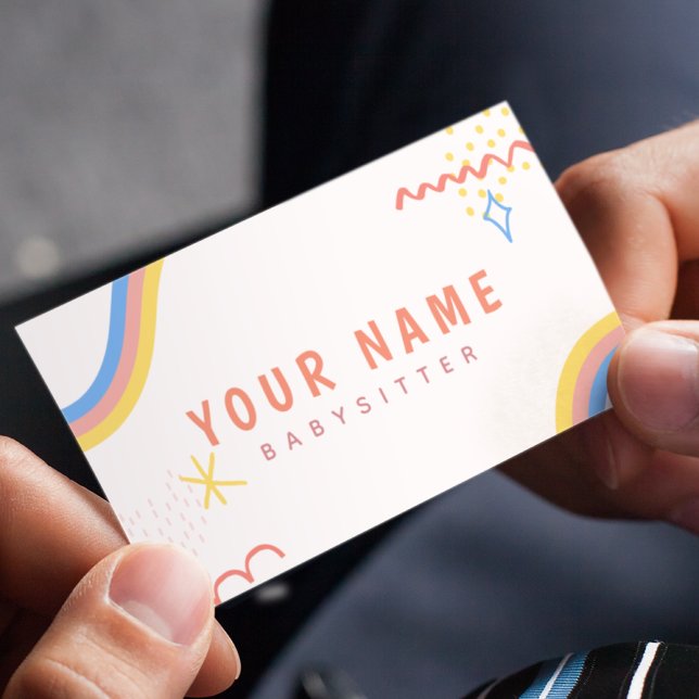 Child Care Nanny Babysitter Colourful Funky Cool Business Card (Creator Uploaded)