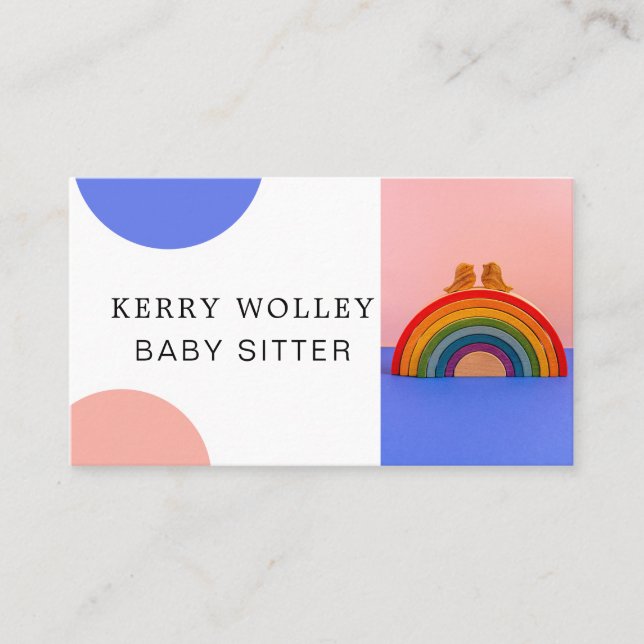 Child Care Nanny Babysitter Colourful Funky Cool Business Card (Front)