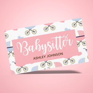 Child Care Nanny Babysitter Cute Stroller Pattern Business Card