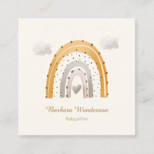 Child Care Nanny Babysitter Daycare Rainbow QR Cod Square Business Card