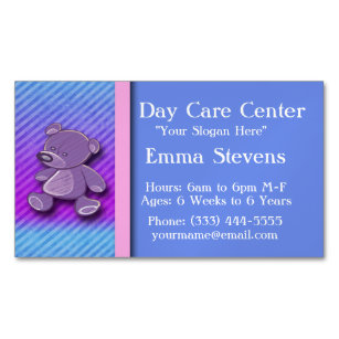 Child Care Purple Teddy Bear Business Card Magnet