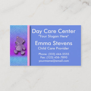 Child Care Purple Teddy Bear Business Card Templat