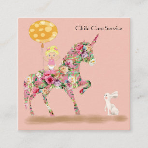 Child Care Service Business Card Unicorn