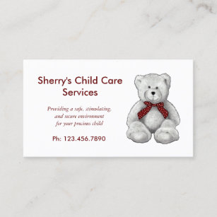 Child Care Services, Day Care, Teddy Bear, Pencil Business Card