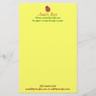 Child care stationery