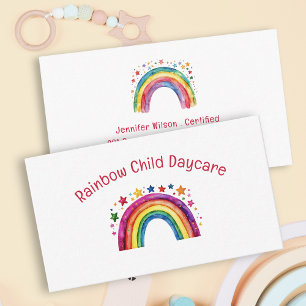 Child Daycare Childcare Service Rainbow Business Card