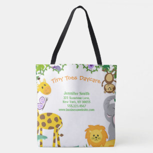 Child Daycare Service Jungle Animal Business Tote Bag