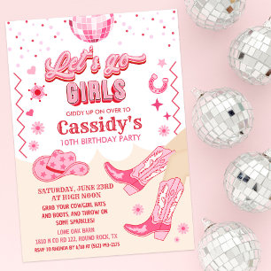 Child Disco Cowgirl Birthday Party Invitation