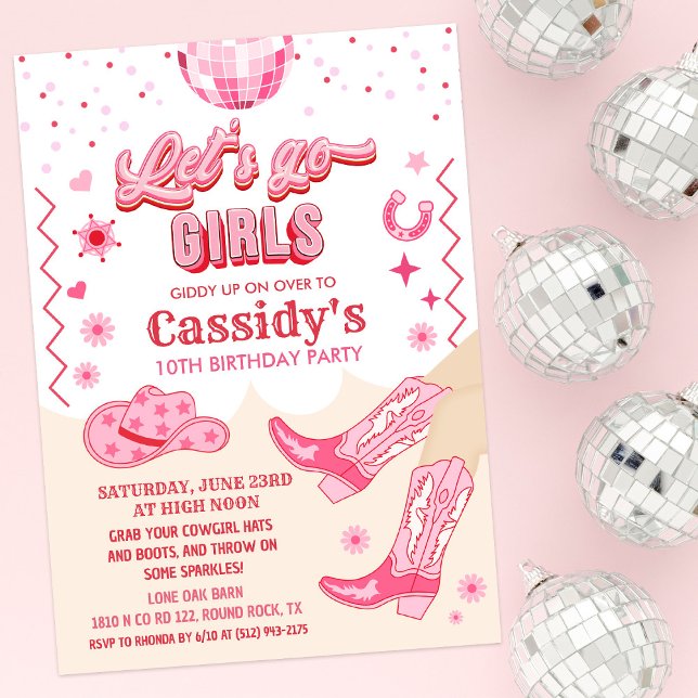 Child Disco Cowgirl Birthday Party Invitation (Creator Uploaded)