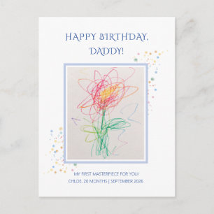 Child Drawing Photo Happy Birthday Daddy Keepsake Postcard