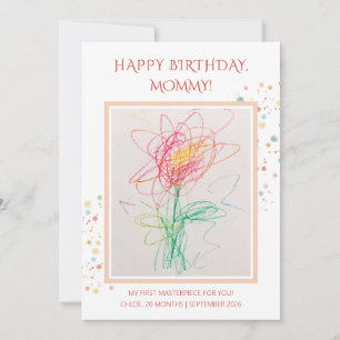 Child Drawing Photo Happy Birthday Mummy Keepsak Invitation