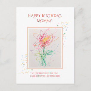 Child Drawing Photo Happy Birthday Mummy Keepsak Postcard