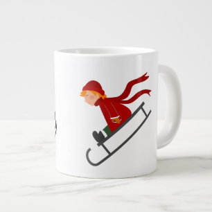 Child Dressed in Red Sledding Christmas Mug