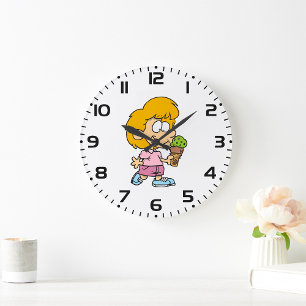 Child Eating Ice Cream  Large Clock