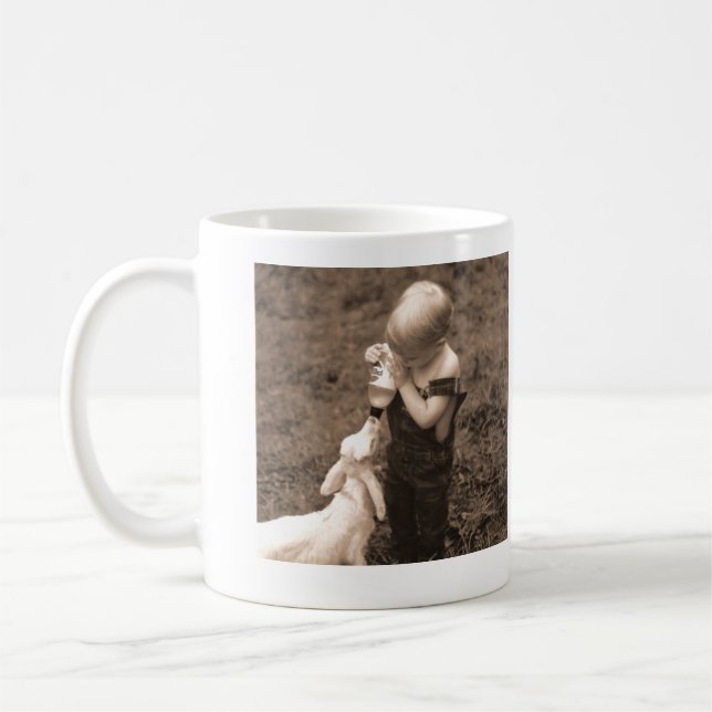 Child Feeding Goat Coffee Mug (Left)