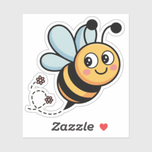 Child-Friendly Bee Mascot with Dotted Trail