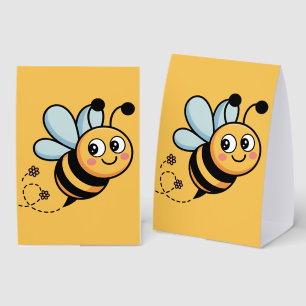 Child-Friendly Bee Mascot with Dotted Trail