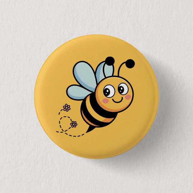 Child-Friendly Bee Mascot with Dotted Trail 3 Cm Round Badge (Front)