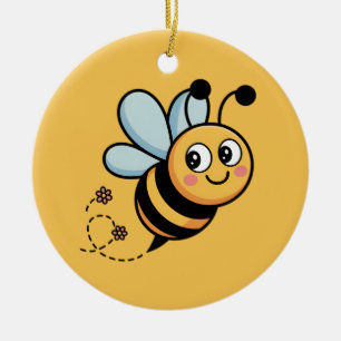 Child-Friendly Bee Mascot with Dotted Trail Ceramic Tree Decoration