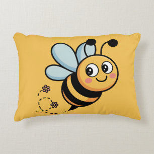 Child-Friendly Bee Mascot with Dotted Trail Decorative Cushion