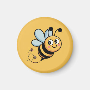 Child-Friendly Bee Mascot with Dotted Trail Magnet