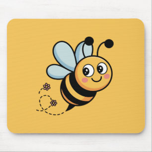 Child-Friendly Bee Mascot with Dotted Trail Mouse Mat