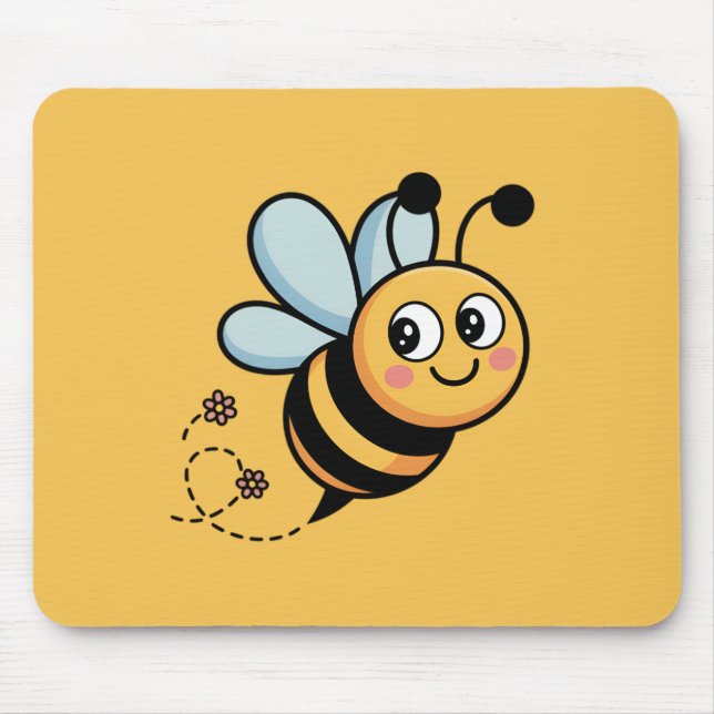 Child-Friendly Bee Mascot with Dotted Trail Mouse Mat (Front)