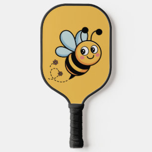 Child-Friendly Bee Mascot with Dotted Trail Pickleball Paddle