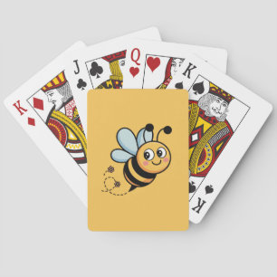 Child-Friendly Bee Mascot with Dotted Trail Playing Cards